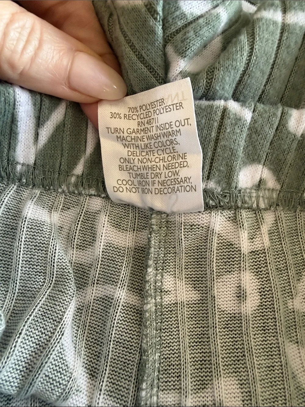 Falls Creek Olive Green Floral Ribbed Pajama Set